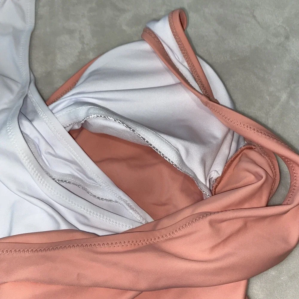 ❤️XXL❤️ CUPSHE Women's One Piece Swimsuit Wrap Color Block Tie Side Bathing Suit